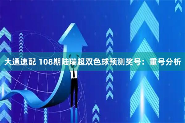 大通速配 108期陆瑞超双色球预测奖号：重号分析