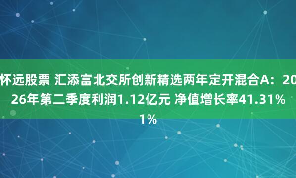 怀远股票 汇添富北交所创新精选两年定开混合A：2026年第二季度利润1.12亿元 净值增长率41.31%
